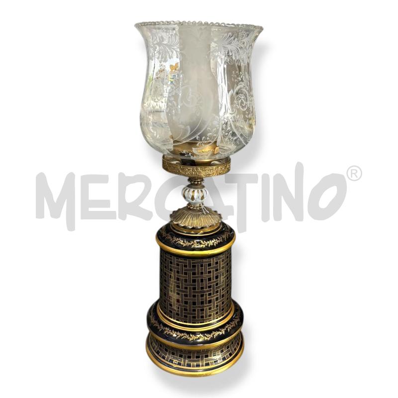 LAMPADA CERAMICA SÈVRES ALTEZZA 60 CM FINITURE IN ORO ZECCHINO A MANO ANNI 70 | Mercatino dell'Usato Osasco 3