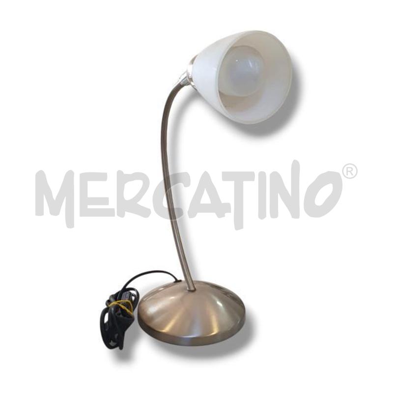 LAMPADA DA TAVOLO DESIGN SFORZIN ACCIAIO LUME OPALINA BIANCO | Mercatino dell'Usato Osasco 1