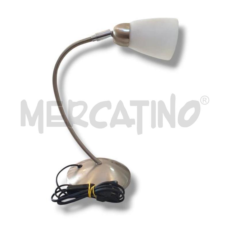 LAMPADA DA TAVOLO DESIGN SFORZIN ACCIAIO LUME OPALINA BIANCO | Mercatino dell'Usato Osasco 2