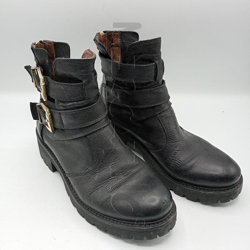 ANFIBI DONNA NERO GIRDINI NERI IN PELLE ZIP POSTERIORE | Mercatino dell'Usato Burolo 1