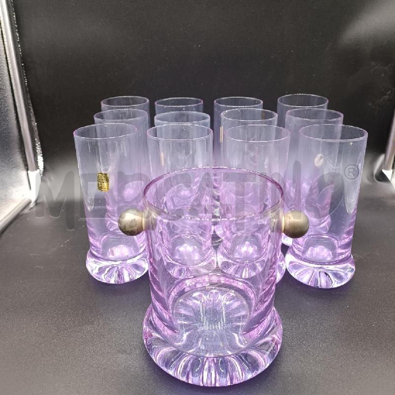 BICCHIERI PZ. 12 CRISTALLO VIOLA + PORTA GHIACCIO | Mercatino dell'Usato Burolo 1