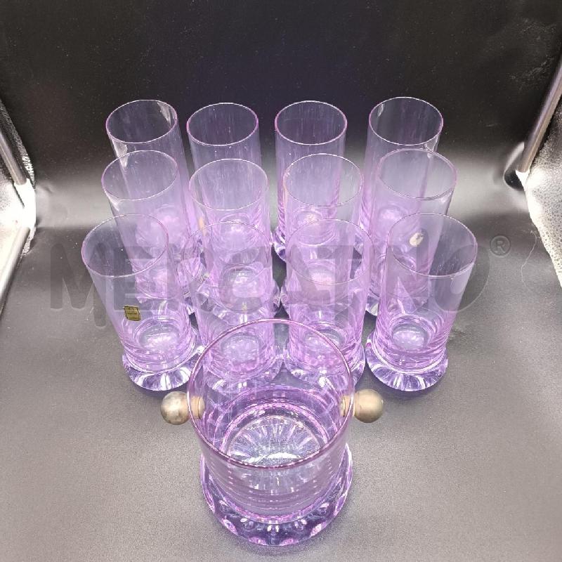 BICCHIERI PZ. 12 CRISTALLO VIOLA + PORTA GHIACCIO | Mercatino dell'Usato Burolo 3