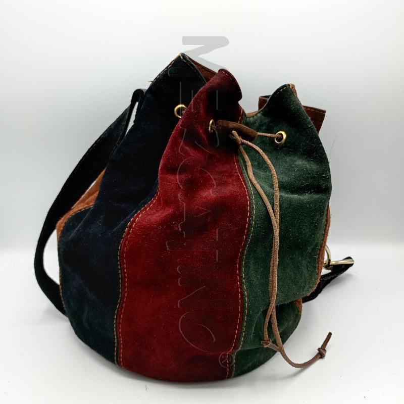 BORSA A SECCHIELLO VERDE NERO ROSSO SCAMOSCIATO | Mercatino dell'Usato Burolo 2