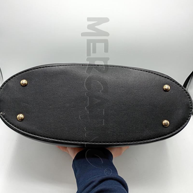 BORSA CAMOMILLA NERA ECOPELLE PERLINE BIANCHE RILIEVO | Mercatino dell'Usato Burolo 4