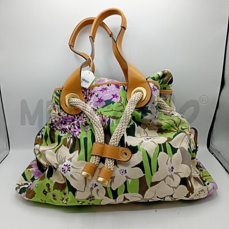 BORSA DONNA BORBONESE IN TESSUTO FANTASIA A FIORI | Mercatino dell'Usato Burolo 1