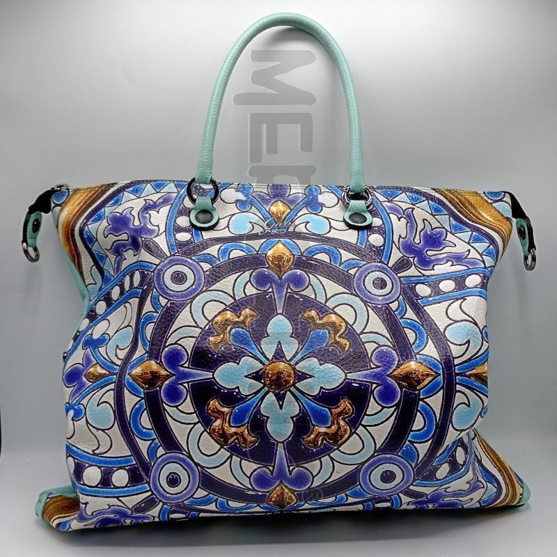BORSA DONNA GABS TURQUESA STAMPA ROSONE BLU | Mercatino dell'Usato Burolo 1