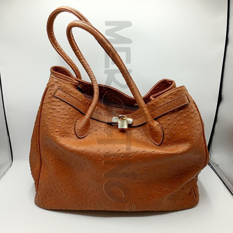 BORSA DONNA GILLI PELLE MARRONE LAVORAZIONE A STRUZZO | Mercatino dell'Usato Burolo 1