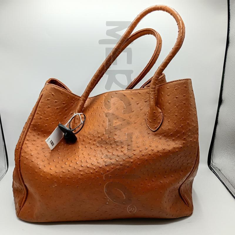BORSA DONNA GILLI PELLE MARRONE LAVORAZIONE A STRUZZO | Mercatino dell'Usato Burolo 2