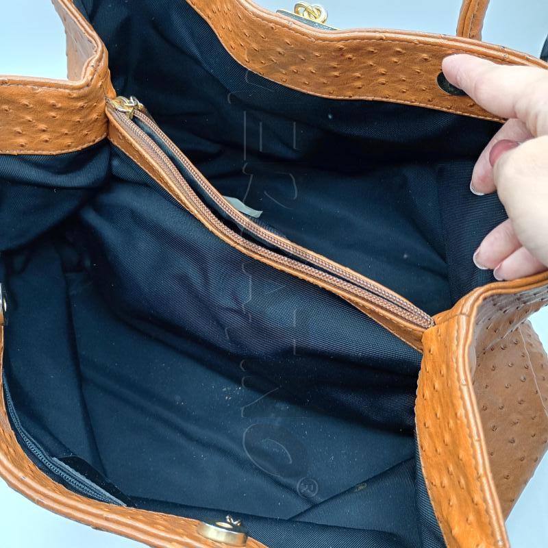 BORSA DONNA GILLI PELLE MARRONE LAVORAZIONE A STRUZZO | Mercatino dell'Usato Burolo 3