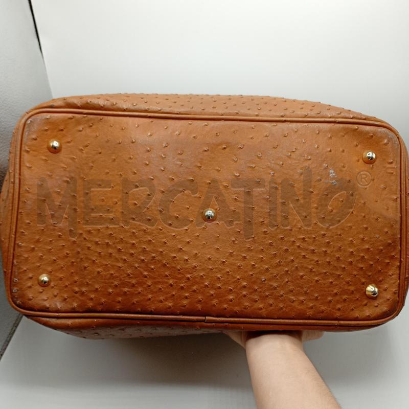 BORSA DONNA GILLI PELLE MARRONE LAVORAZIONE A STRUZZO | Mercatino dell'Usato Burolo 4