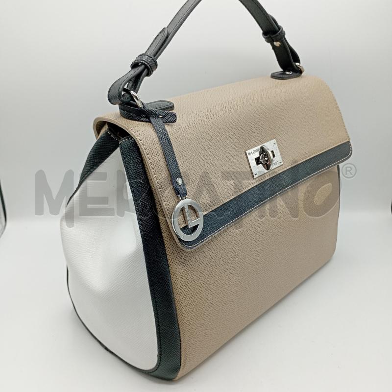 BORSA DONNA L.CREDI BEIGE NERO BIANCO BAULETTO | Mercatino dell'Usato Burolo 3