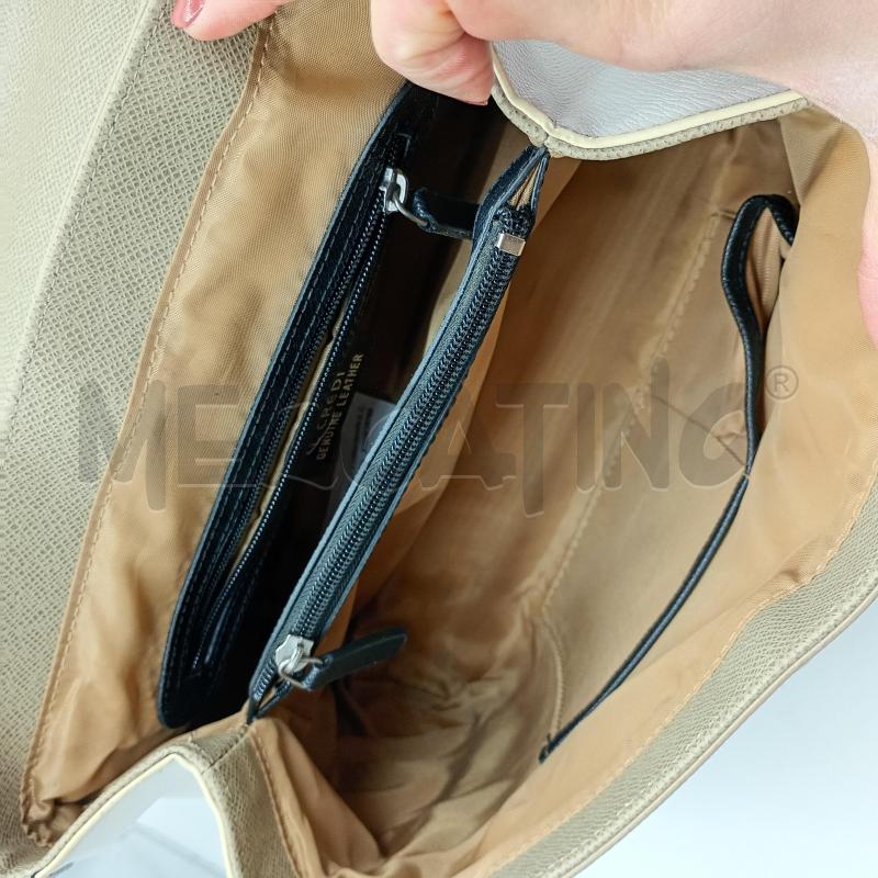 BORSA DONNA L.CREDI BEIGE NERO BIANCO BAULETTO | Mercatino dell'Usato Burolo 4