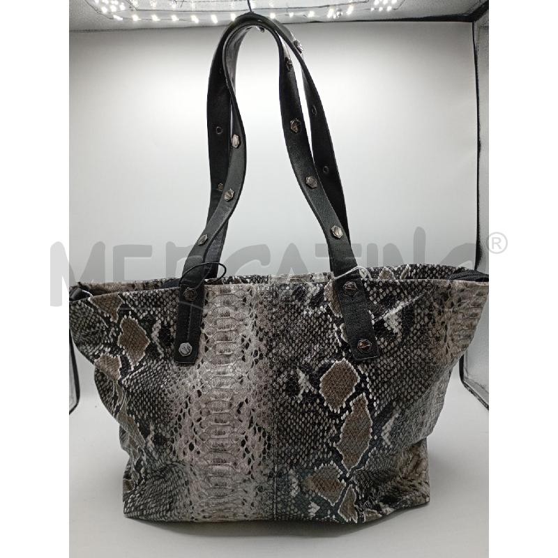BORSA DONNA MIMI-MUA NERA PITONATA NERO GRIGIO NERO | Mercatino dell'Usato Burolo 1