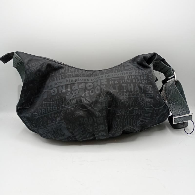 BORSA DONNA NANNINI NERO TECNICA SCRITTE GRIGIE | Mercatino dell'Usato Burolo 1