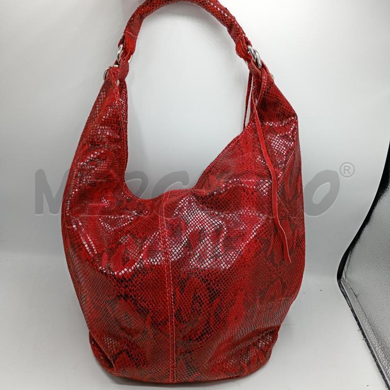 BORSA DONNA PELLE ROSSA PITONATA CON FRANGETTE | Mercatino dell'Usato Burolo 1