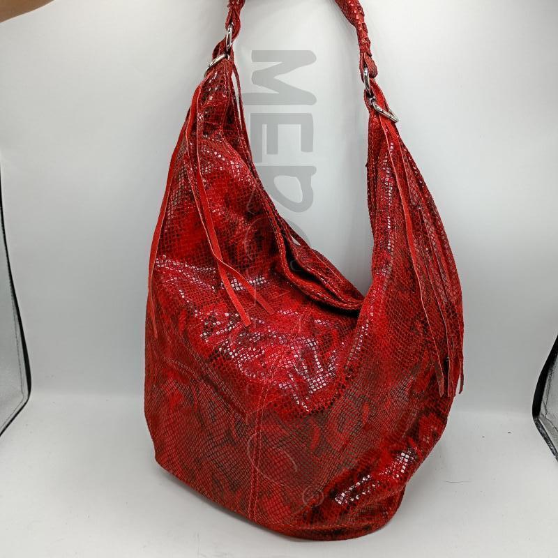 BORSA DONNA PELLE ROSSA PITONATA CON FRANGETTE | Mercatino dell'Usato Burolo 2
