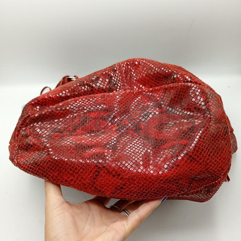 BORSA DONNA PELLE ROSSA PITONATA CON FRANGETTE | Mercatino dell'Usato Burolo 4