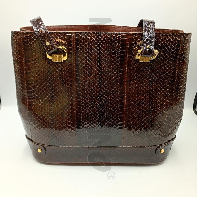 BORSA DONNA PITONATA MARRONE SCURO | Mercatino dell'Usato Burolo 1