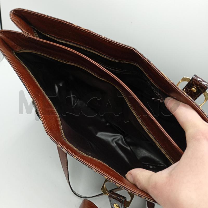 BORSA DONNA PITONATA MARRONE SCURO | Mercatino dell'Usato Burolo 3