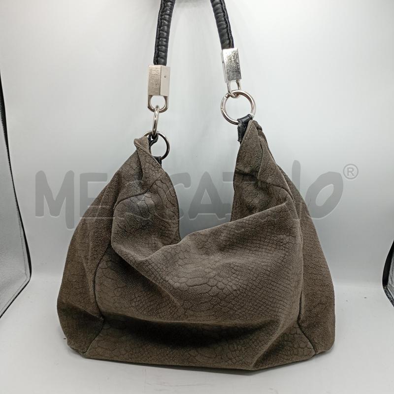 BORSA DONNA PITONATA TORTORA SCAMOSCIATO MANICO GRANDE | Mercatino dell'Usato Burolo 1