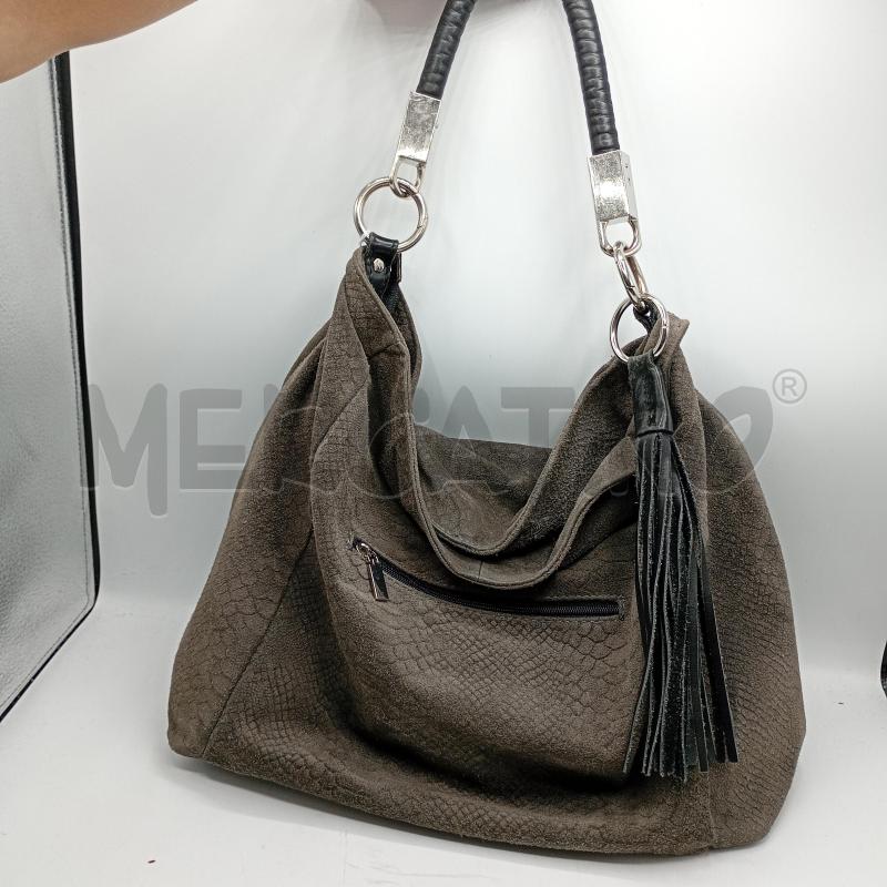 BORSA DONNA PITONATA TORTORA SCAMOSCIATO MANICO GRANDE | Mercatino dell'Usato Burolo 2