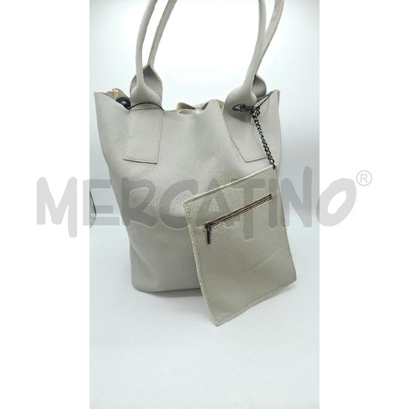 BORSA SOLINDA GRIGIO IN PELLE INTERNO ROSSO | Mercatino dell'Usato Burolo 1