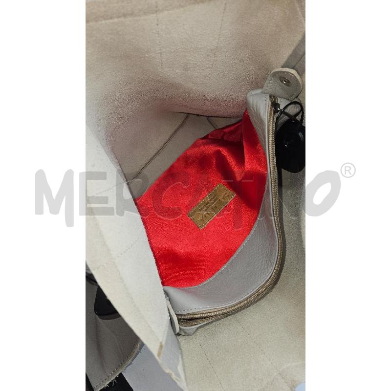 BORSA SOLINDA GRIGIO IN PELLE INTERNO ROSSO | Mercatino dell'Usato Burolo 4