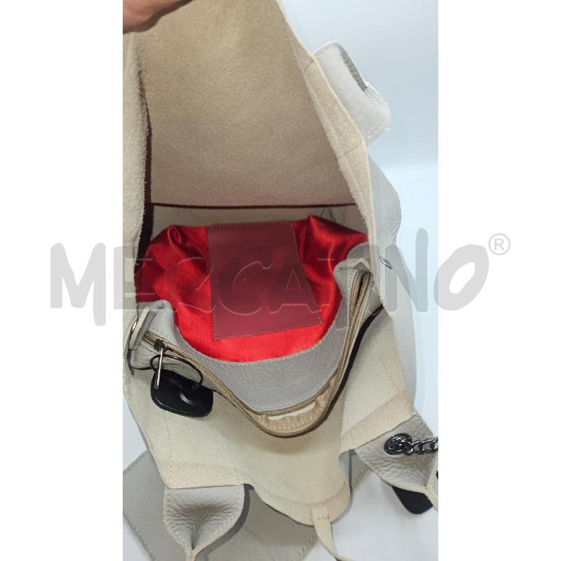 BORSA SOLINDA GRIGIO IN PELLE INTERNO ROSSO | Mercatino dell'Usato Burolo 5