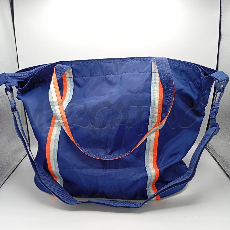 BORSA SUNDEX BLU IN TELA RIGHE AZZURRO ARANCIONE BIANCO | Mercatino dell'Usato Burolo 2