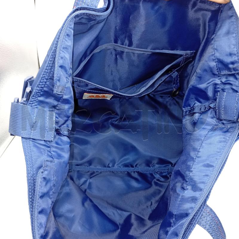 BORSA SUNDEX BLU IN TELA RIGHE AZZURRO ARANCIONE BIANCO | Mercatino dell'Usato Burolo 3