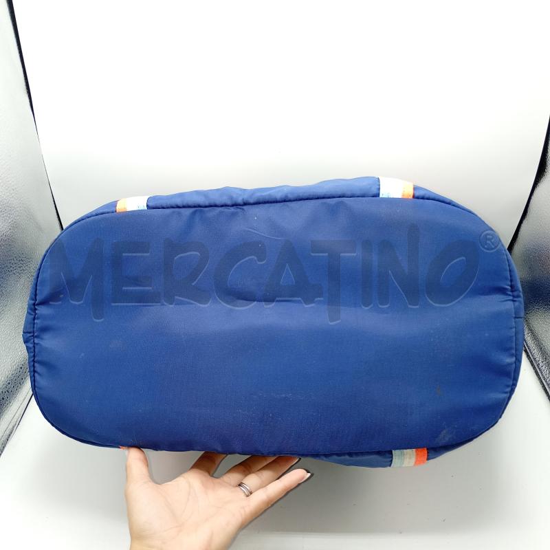 BORSA SUNDEX BLU IN TELA RIGHE AZZURRO ARANCIONE BIANCO | Mercatino dell'Usato Burolo 4