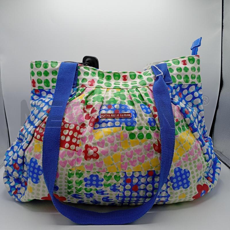 BORSA  MARE AGATHA RUIZ DE LA PRADA BIANCO POIS VERDI BLU | Mercatino dell'Usato Burolo 1