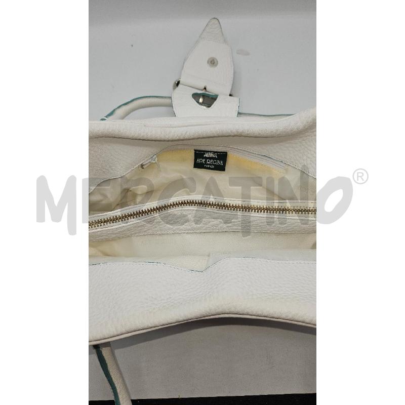 BORSETTA A BAGUETTE APE REGINA BIANCA  BORDI LACCACATI TURCHESE  | Mercatino dell'Usato Burolo 3