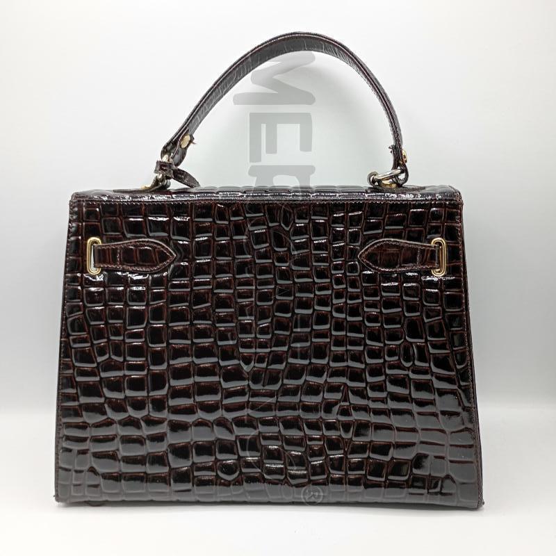 BORSETTA DONNA IN PELLE MARRONE STAMPA COCCO HARDWARE DORATI TIPO KELLY | Mercatino dell'Usato Burolo 2