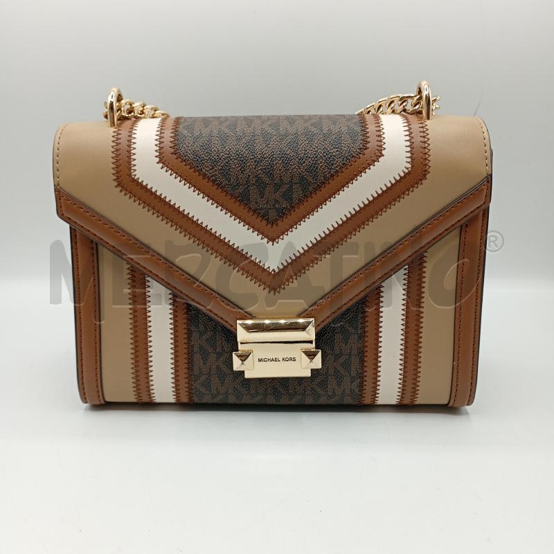 BORSETTA DONNA MICHAEL KORS MARRONE BEIGE HARDWARE DORATE | Mercatino dell'Usato Burolo 1