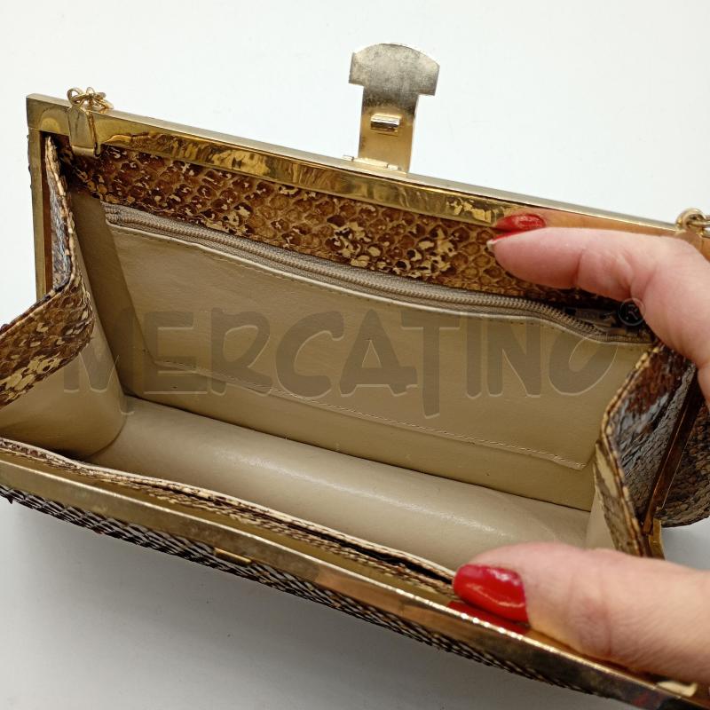BORSETTA DONNA PITONATA BEIGE CATENA DORATA | Mercatino dell'Usato Burolo 3