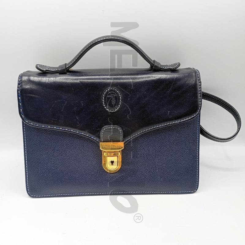 BORSETTA DONNA TRUSSARDI BLU VINTAGE PELLE MANICI | Mercatino dell'Usato Burolo 1