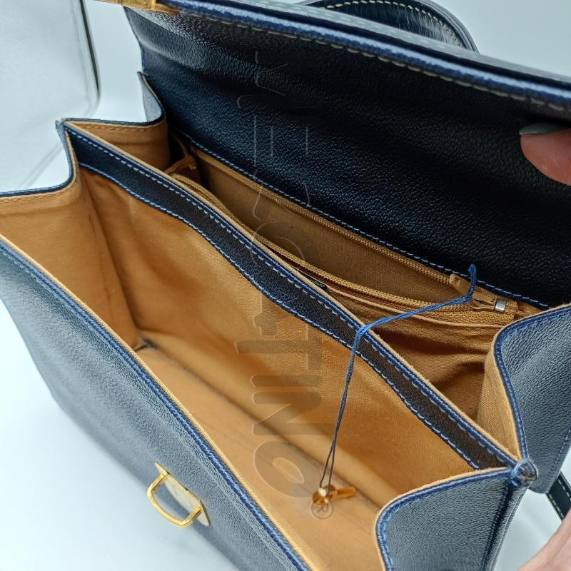 BORSETTA DONNA TRUSSARDI BLU VINTAGE PELLE MANICI | Mercatino dell'Usato Burolo 3