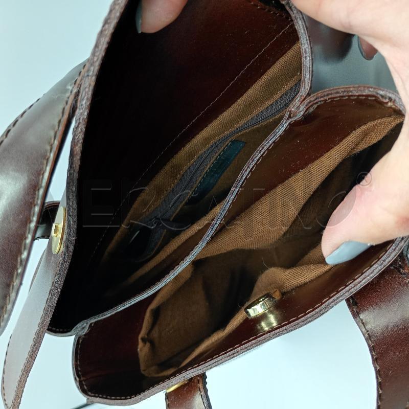 BORSETTA MONTINI ITALY TONO SCURO CUOIO SPAZZOLATO | Mercatino dell'Usato Burolo 3