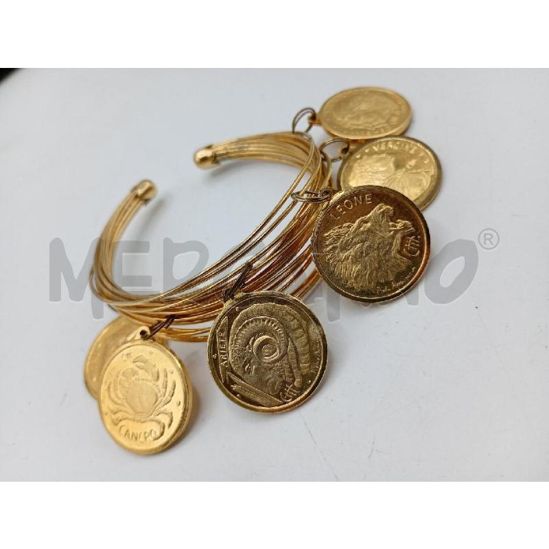 BRACCIALE RIGIDO A FILI CON MONETE CON SEGNI ZODIACALI | Mercatino dell'Usato Burolo 1