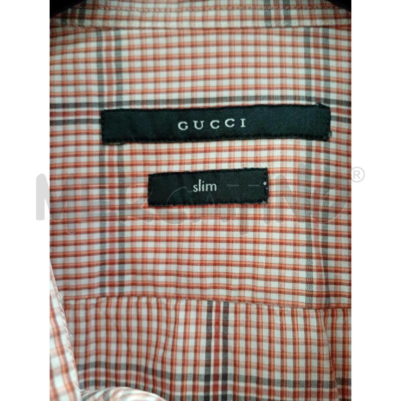 CAMICIA UOMO GUCCI ARANCIONE QUADRETTI BIANCHI  | Mercatino dell'Usato Burolo 3
