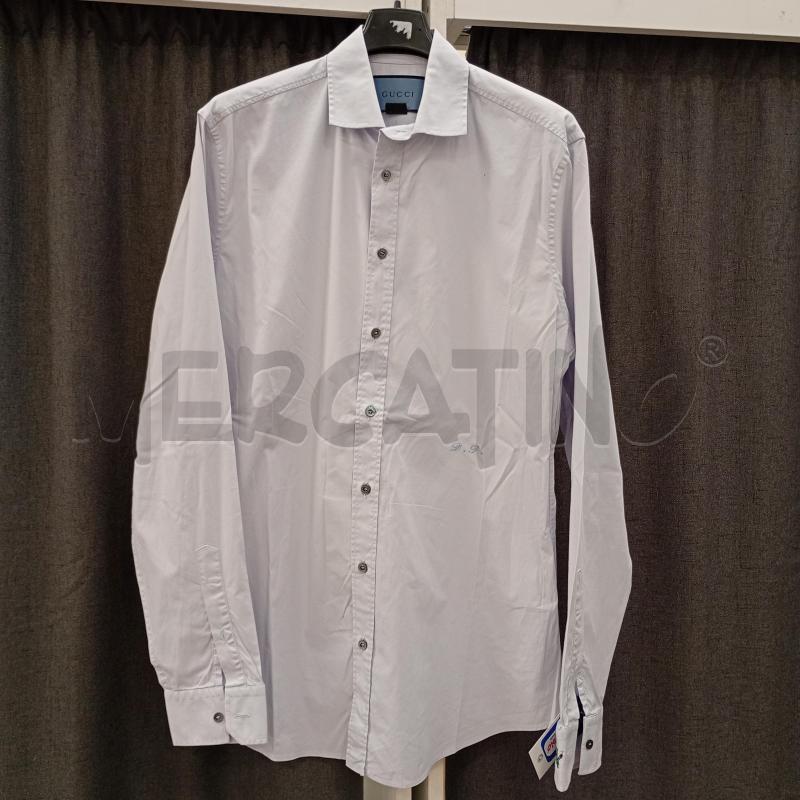 CAMICIA UOMO GUCCI AZZURRA LISCIA RICAMI LETTERE | Mercatino dell'Usato Burolo 1