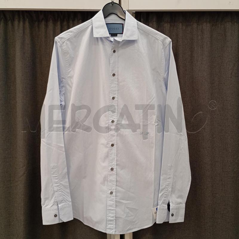 CAMICIA UOMO GUCCI AZZURRO DIAMANTE BIANCO  | Mercatino dell'Usato Burolo 1
