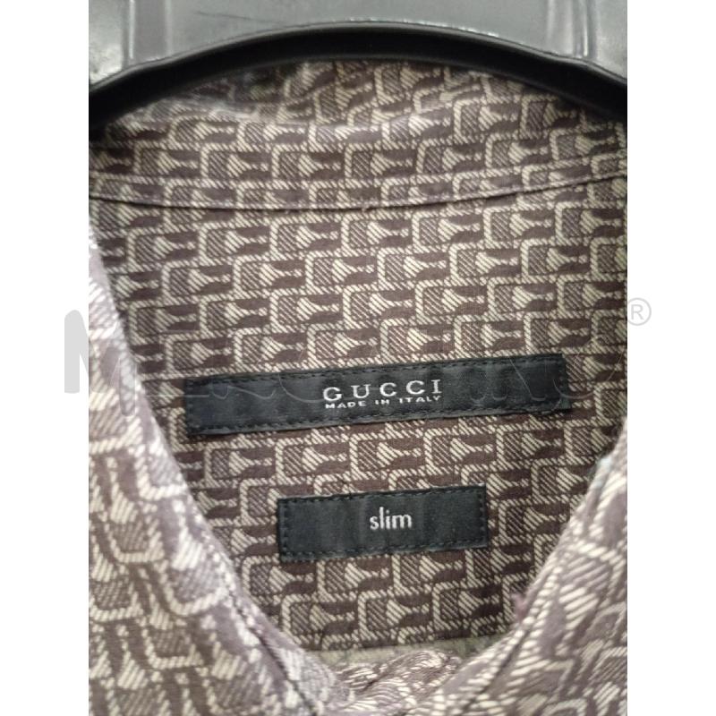 CAMICIA UOMO GUCCI MARRONE SCURO BEIGE | Mercatino dell'Usato Burolo 3