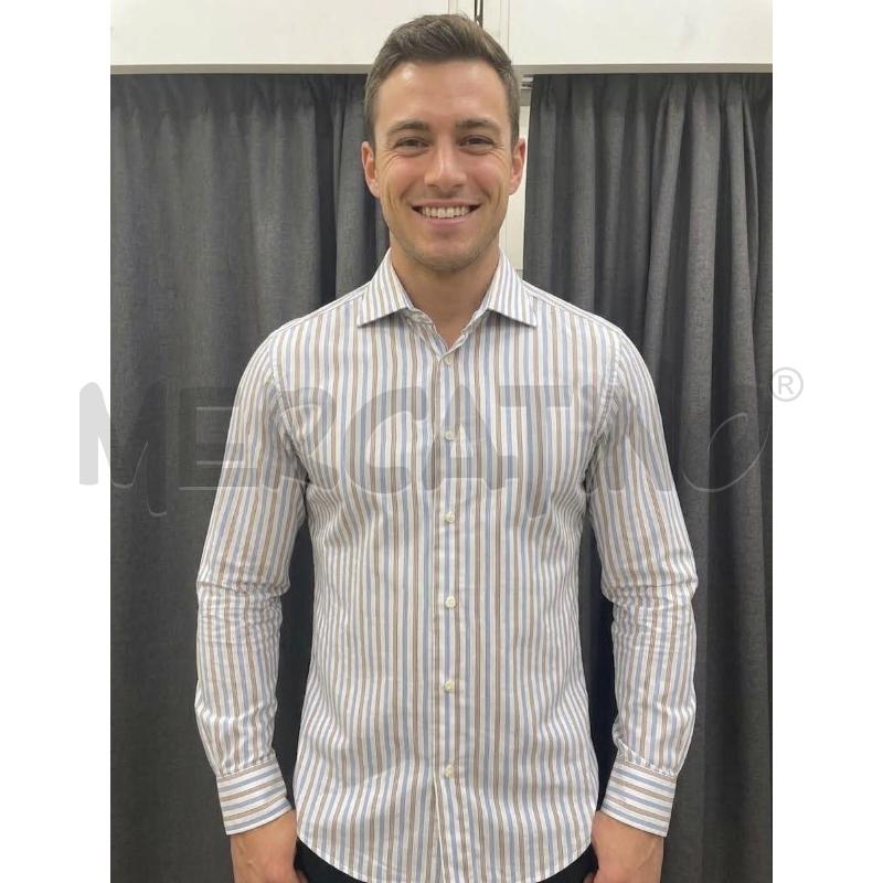 CAMICIA UOMO VALENTINO A RIGHE BIANCA AZZURRA MARRONE | Mercatino dell'Usato Burolo 1