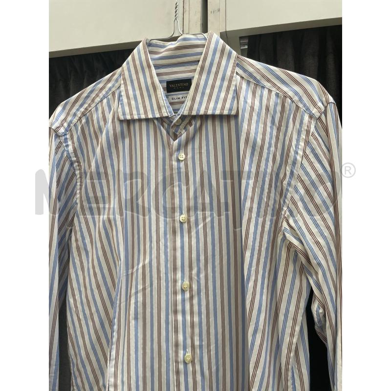 CAMICIA UOMO VALENTINO A RIGHE BIANCA AZZURRA MARRONE | Mercatino dell'Usato Burolo 2