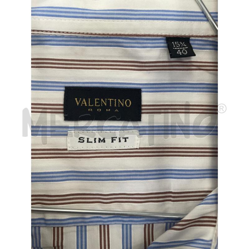 CAMICIA UOMO VALENTINO A RIGHE BIANCA AZZURRA MARRONE | Mercatino dell'Usato Burolo 4