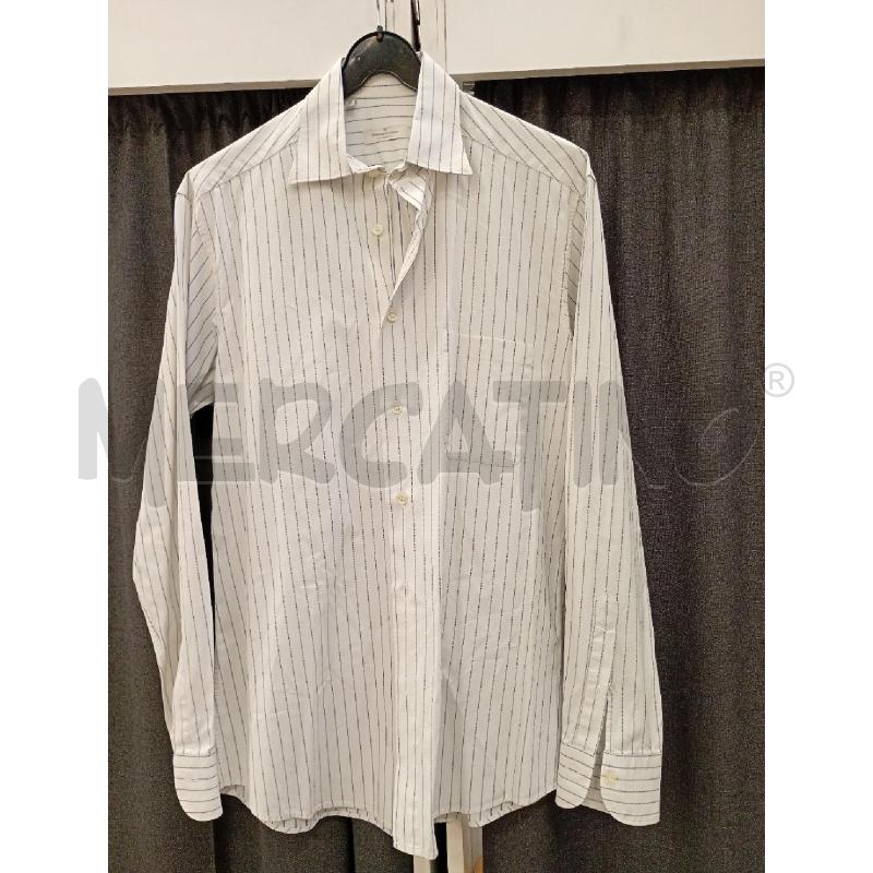 CAMICIA UOMO ZEGNA BIANCO GESSATO AZZURRO | Mercatino dell'Usato Burolo 1