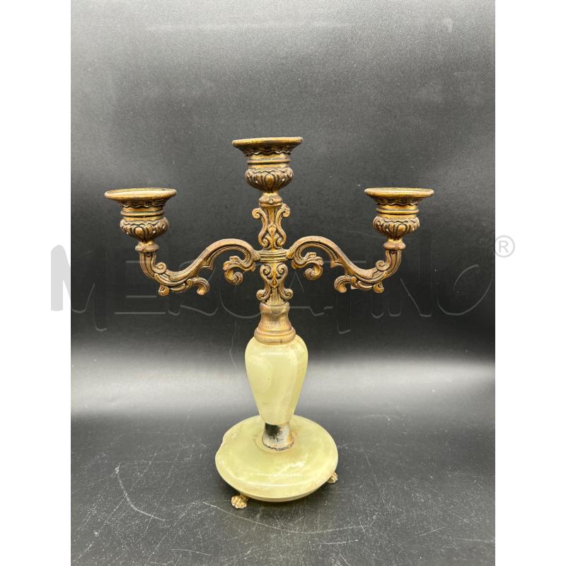 CANDELABRO 3 BRACCIA OTTONE MARMO CON DIFETTI | Mercatino dell'Usato Burolo 1
