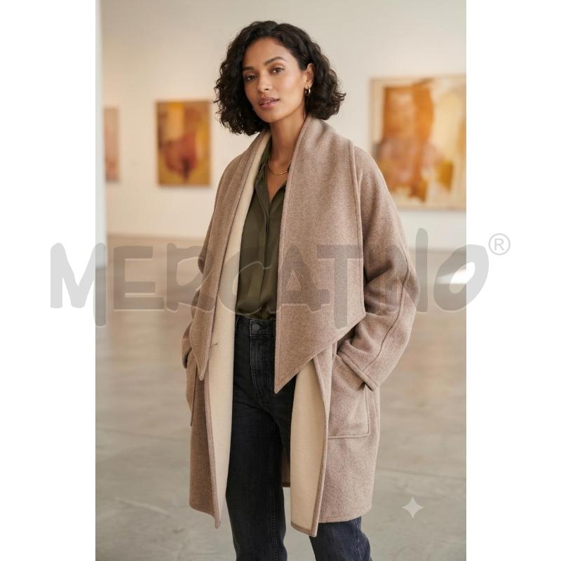 CAPPOTTO DONNA OMBRALUCE BEIGE SCOLLO CON SCIARPE | Mercatino dell'Usato Burolo 1